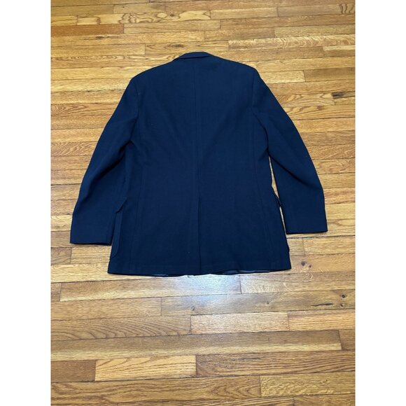 Vintage Haggar Imperial Blazer Jacket Mens 44L Navy Blue 100% Wool Sport Coat - Picture 6 of 6